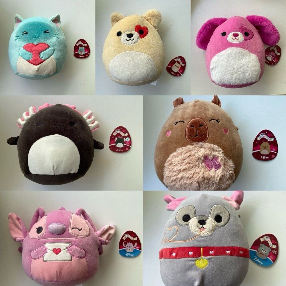 7PCS Squishmallows Bundle 8” Valentines 2025 Collection Disney Collab W/ Tags